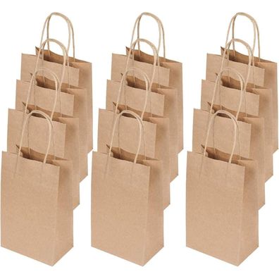 Flintronic Papiertüten aus Kraftpapier, 12 Stück, mit Henkel
