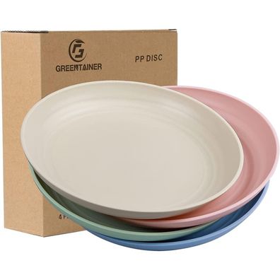 Greentainer Speiseteller 4er Set, 25cm, unzerbrechlich, mikrowellen- und