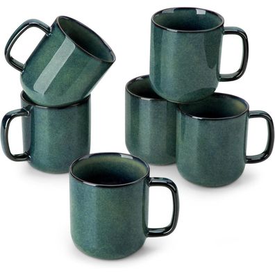 vancasso Steingut Kaffeetassen Set 6er, STARRY Kaffeebecher 480ML mit Henkel