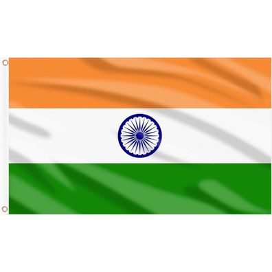 AhfuLife Indien Flagge 90 x 150 cm, 2 Stück Indische Fahne mit Messing-Ösen für