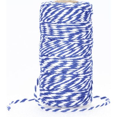 jijAcraft 100M Marineblau & Weiß Baumwollkordel, 2mm Bäcker Garn für DIY