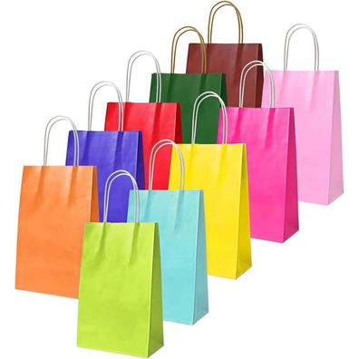 Flintronic Papiertüten aus Kraftpapier, 10 Stück mit Henkel