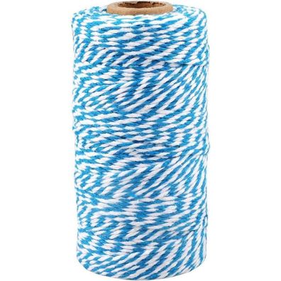 jijAcraft 100M Hellblau & Weiß Baumwollschnur, 2mm Bäcker Bindfäden für DIY
