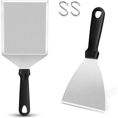 HaWare Grillspachtel Set 2 Stück, Edelstahl Plancha Spachtel für Smash Burger