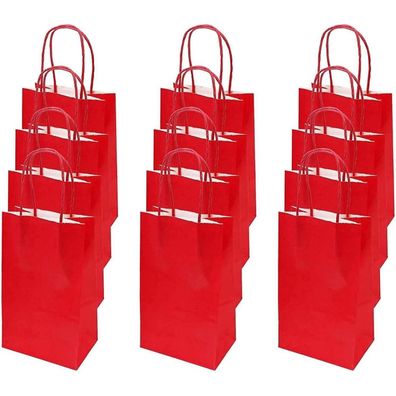 Flintronic Papiertüten aus Kraftpapier, 12 Stück, Rot, 10x19x25cm - Stabile