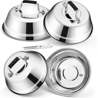 HaWare Burgerglocke 4er Set aus Edelstahl mit Hitzebeständigem Gummigriff, 16.8