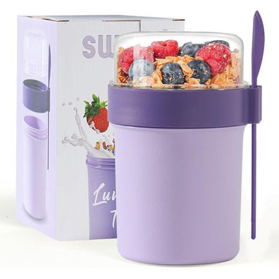 Swkien Müslibecher to go mit Löffel, auslaufsicherer Joghurtbecher mit