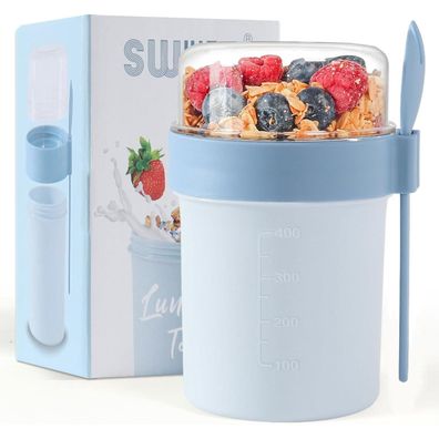 Swkien Müslibecher to go mit Löffel, auslaufsicherer Joghurtbecher mit