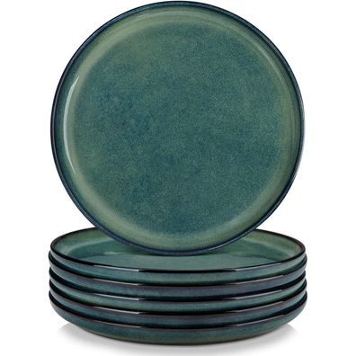 vancasso STARRY Speiseteller Set 6 Personen, 6er Set, Ø 26 cm, Steingut, Grün