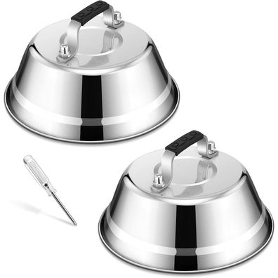 HaWare Burgerglocke 2er Set aus Edelstahl mit Hitzebeschichtetem Gummigriff