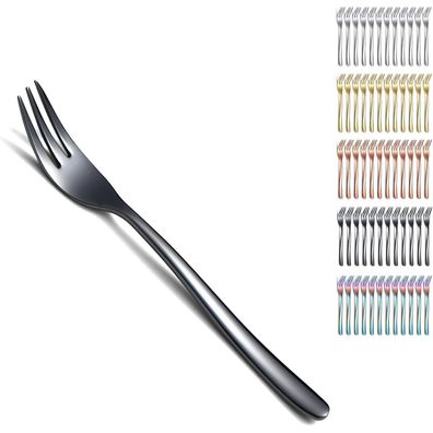 Kyraton Schwarze Dessertgabeln 12 Stück 14cm Edelstahl titanbeschichtet