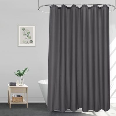 EurCross Breiter Duschvorhang 240x180cm Textil Stoff Waschbar Dunkelgrau
