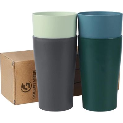 Greentainer 4er Becher Set 400ml aus PP, Unzerbrechlich, Wiederverwendbar