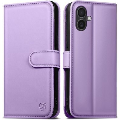 EASDNB Handyhülle für iPhone 16, Leder Klapphülle mit 6 Kartenfächern, RFID