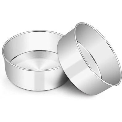 Homikit Edelstahl Backform 2er-Set, 20cm Rund, 7cm Tief - Hochwertig, Ungiftig