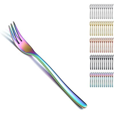 Kyraton Regenbogen Dessertgabeln 12 Stück 14cm Edelstahl Titan beschichtet