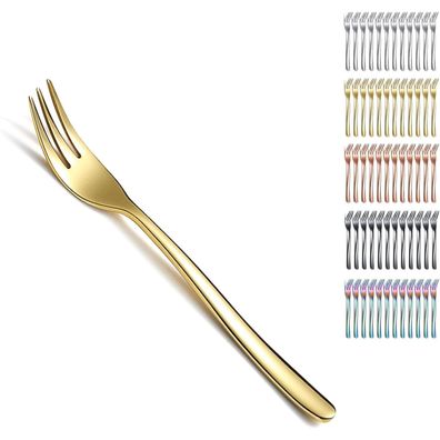Kyraton Goldene Dessertgabeln 12 Stück 14cm Edelstahl titanbeschichtet für