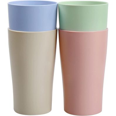 Greentainer 4er Becher Set 400ml aus PP, Unzerbrechlich, Wiederverwendbar, für