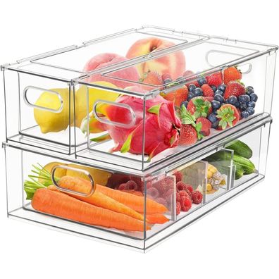 Greentainer Kühlschrank Organizer Schubladen-Set mit Griff, Stapelbare