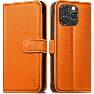 EASDNB Handyhülle für iPhone 16 Pro, Leder Klapphülle mit 6 Kartenfächern