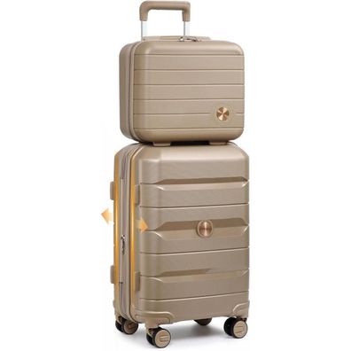 Sea choice Hartschalen Koffer Trolley 55cm Gold, Kabinen Handgepäck erweiterbar