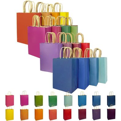 Gcardist 16er Pack Krafttaschen mit Griffen, 21x15x8cm, Kleine Geschenktaschen