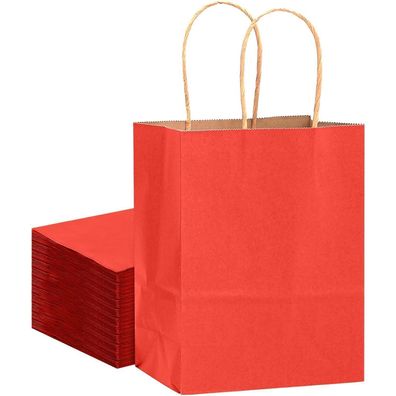 Gcardist 32 Stück Kleine Geschenktaschen mit Griffen, Rot, 21x15x8cm