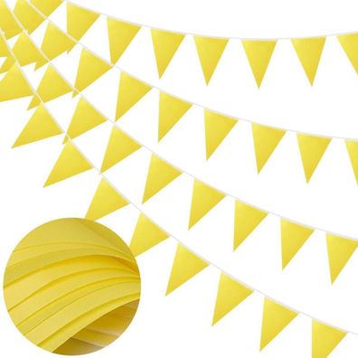 DOJoykey Gelbe Stoff-Wimpelkette, 20 m, 52 wasserdichte Dreiecksflaggen