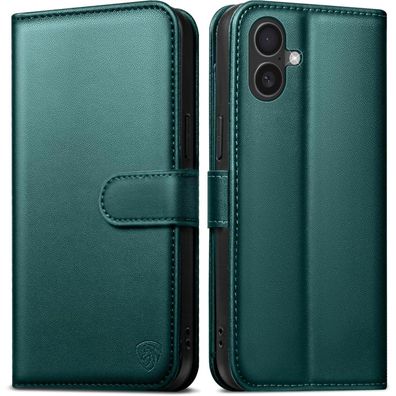 EASDNB Handyhülle für iPhone 16 Plus, Leder Klapphülle mit 6 Kartenfächern
