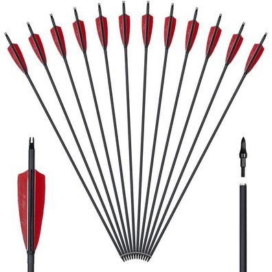 Huntingdoor 12er Carbonpfeile 30 Zoll für Bogenschießen, Jagd, Recurve