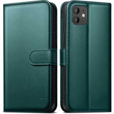 EASDNB iPhone 11 Klapphülle Lederhülle Stoßfest mit 6 Kartenfächern, RFID
