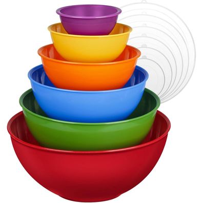 Greentainer 12-teiliges Salatschüssel Set mit Deckel, stapelbare Rührschüsseln