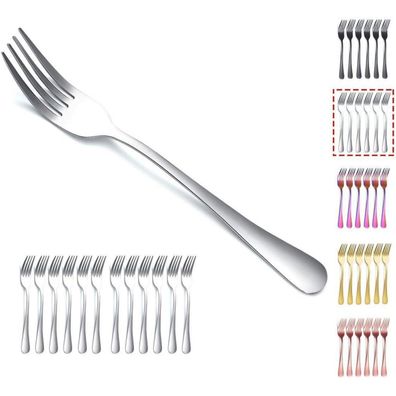 Kyraton Edelstahl Tafelgabeln 12er Set, 20.8cm, Spülmaschinenfest, Silber