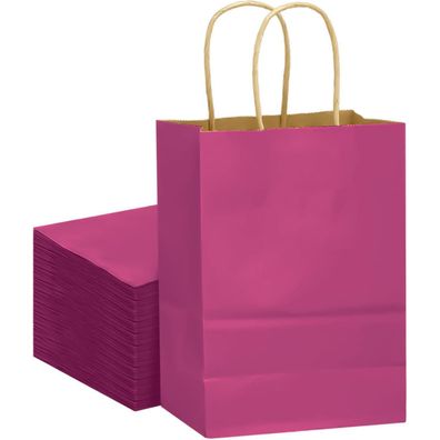 Gcardist 32 Stück Krafttaschen mit Griffen, 21x15x8cm, Rosé - Kleine Geschenk