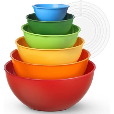 Greentainer Salatschüssel Set mit Deckel, 12-teilig, Kunststoff Rührschüsseln