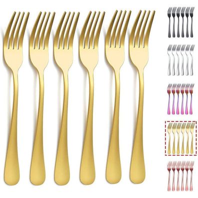 Kyraton Edelstahl Gabeln 6er Set, 20.8cm Gold Titanbeschichtung, Tafelgabeln