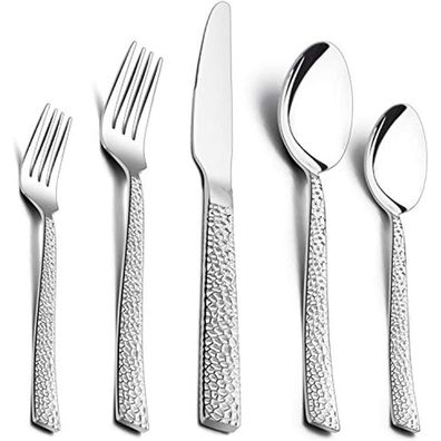 HaWare 60-teiliges Edelstahl Besteckset für 12 Personen, Hammergriff