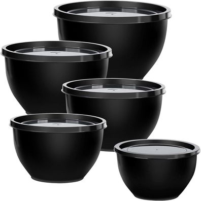 Greentainer 10-teiliges Salatschüssel Set mit Deckel aus Kunststoff, stapelbare