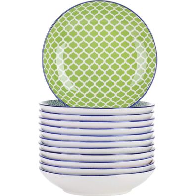 vancasso Macaron 12-teiliges Suppenteller Set aus Porzellan, bunt, Ø 21,5 cm