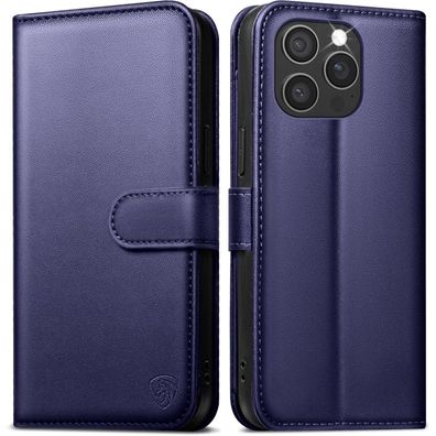 EASDNB Handyhülle für iPhone 16 Pro, Leder Klapphülle mit 6 Kartenfächern, RFID