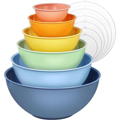 Greentainer 12-teiliges Salatschüssel Set mit Deckel, stapelbare Rührschüsseln