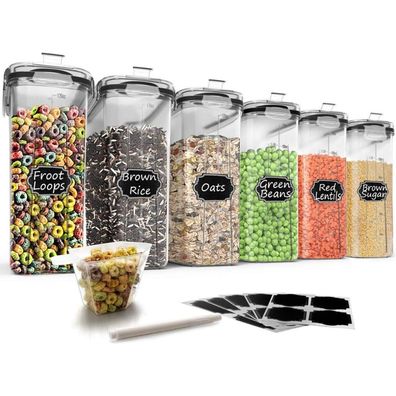 Wildone Müsli-Behälter-Set aus Kunststoff, 6 Stück, 4L Kapazität, luftdicht