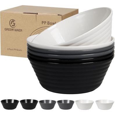 Greentainer Große Müslischalen 6er Set, 1055ml bruchfest, Kunststoff