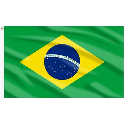 AhfuLife Brasilien Flagge 90 x 150 cm, 4 Stück, Leuchtende Farben mit