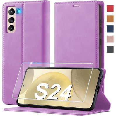 Ailicici Wallet Hülle für Samsung Galaxy S24 mit Kartenfach, RFID in Lederoptik