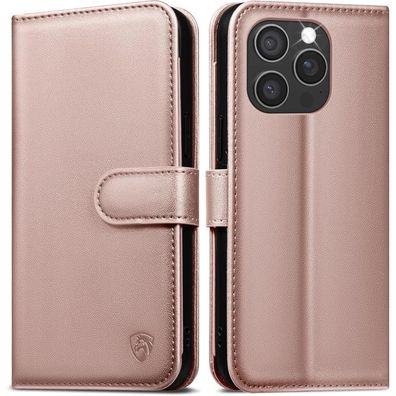 EASDNB Handyhülle für iPhone 16 Pro, Leder Klapphülle mit 6 Kartenfächern, RFID