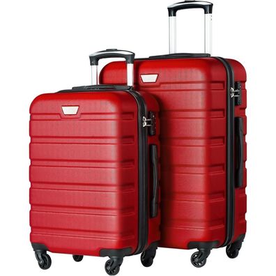 Coolife Premium Hartschalenkoffer Trolley Set 2tlg (S+M) Spinell Rot mit