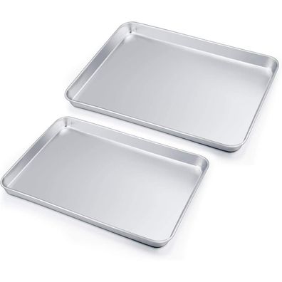 HaWare Edelstahl Backblech 2er Set, rechteckig, 40,5x30,5x2,5cm