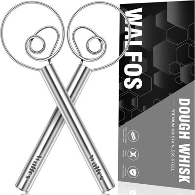 Walfos 2x Dänischer Teigbesen aus Edelstahl - Premium Brot Schneebesen für