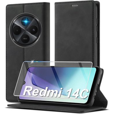 Ailicici Handyhülle für Xiaomi Redmi 14C 4G/A4 5G/Poco C75, Leder Klapphülle